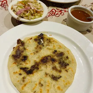 Pupusa Loca Lover &amp; Loca, side of curtido for acidy spicy counterbalance