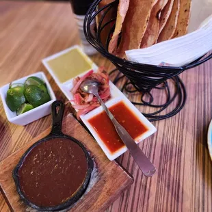 a variety of condiments and condiments