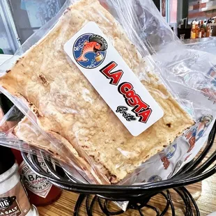 a basket of food on a table