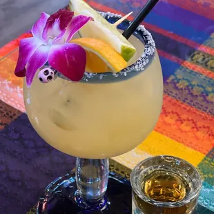Margarita w/a shot of Grand Marnier, loved the skull pick!
