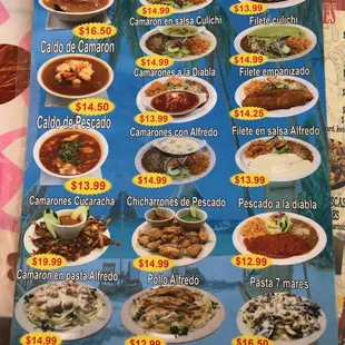 seafood menu