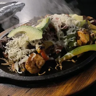 Flaming Fajita, it is ignited at your table.