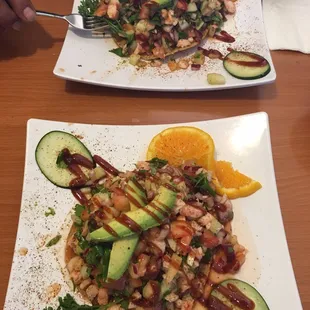 Look at these shrimp tostadas. A great amount for the price.