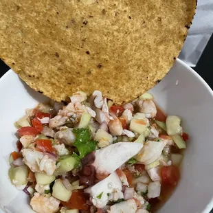 Octopus Ceviche Tostada