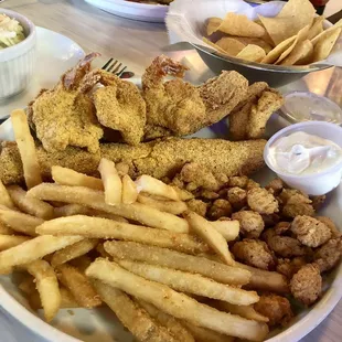 Seafood platter combo - took 2/3 home, stuffed!!