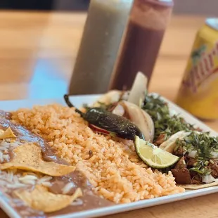 SP 3 TACOS PLATE with Rice and Beans