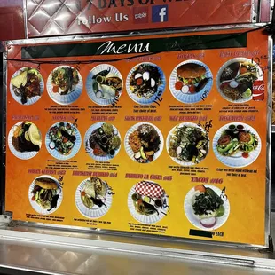 a menu on a food truck