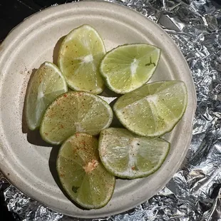 a plate of limes