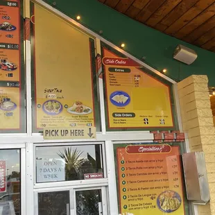menus on the wall
