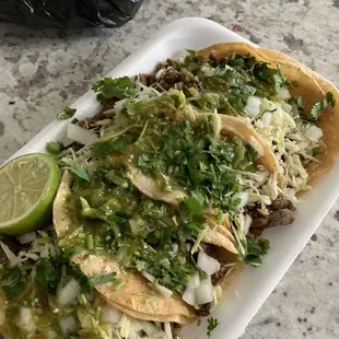 Four carne asada tacos !!