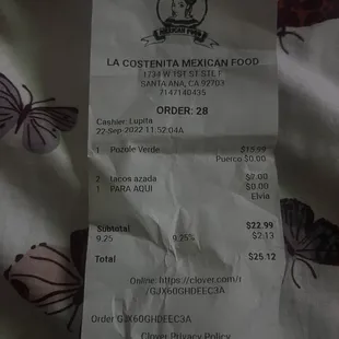 La costeñita Mexican food