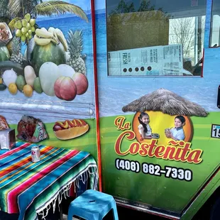 Front passenger side of taco truck.