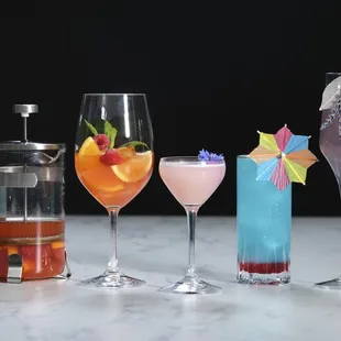 four different types of cocktails