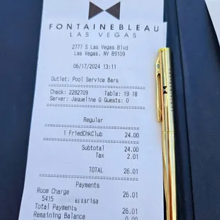 Receipt for La Cote