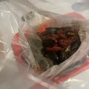 Crawfish and mussels