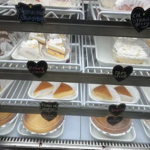 a display of cakes