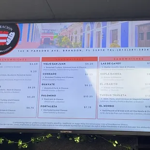 menu