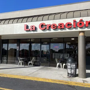 the front of the restaurant