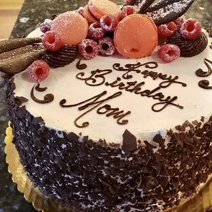 Chocolate cake with raspberry mousse filling