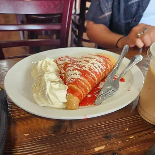 Strawberry crepe.