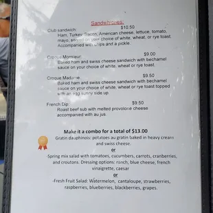 menu