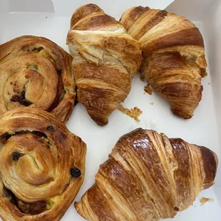 Croissants and Pains aux Raisins (pastry with raisins (yummy) )