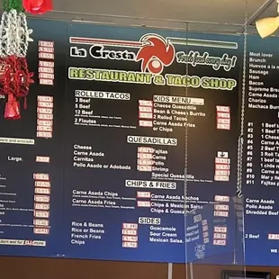 Menu options