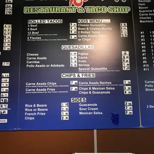 menu