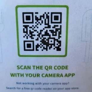 Bar code to see menu.