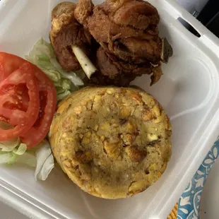 Chicharron de Pollo with mofongo