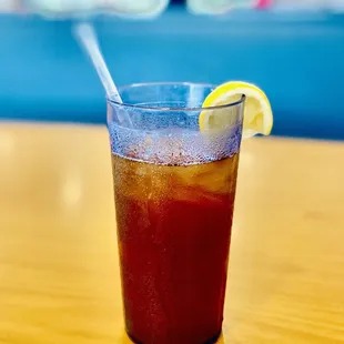 Unsweet ice tea with lemon, always :)