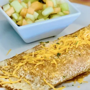 LOVE the giant fruit cup. French crepe too dry for moi.