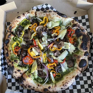 a pizza in a pizza box