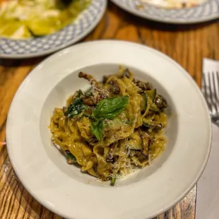 Fresh Pasta, Chanterelle Mushrooms, Zucchini, Sunchoke Cream, Basil, Reggiano