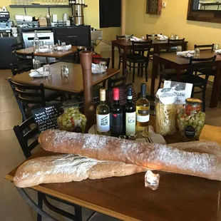 Bread made in-house along with our speciality olives and wine!