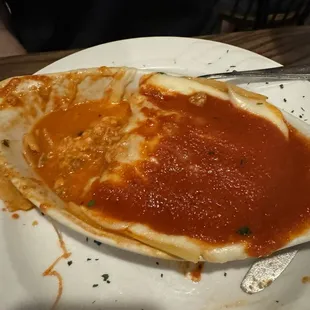 Lasagna floating in water