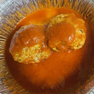 Ordered three meatballs for tonight's dinner &amp; one was plenty for tonight's meal. Absolutely delicious.