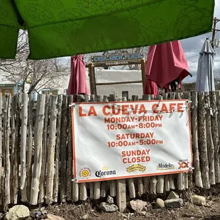 a sign for the restaurant