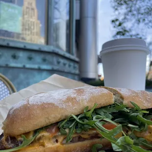 Chicken Bacon Sammie on Chibatta and Triple shot mocha.