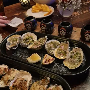 Oysters and mezcal flight