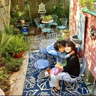 Mother and child in the garden