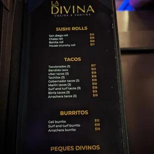 menu