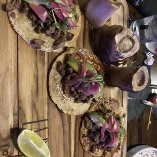 Tacos de filet and marrow