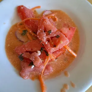 Tomato salad sample (I usually don&apos;t like tomatoes, but this was delicious!)