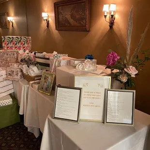 a table with a variety of items on it