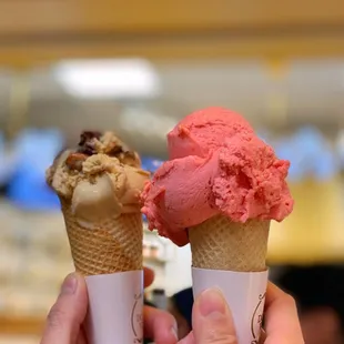 two cones of ice cream