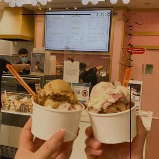 Our two orders - size small. You get 2 flavors with each small order.