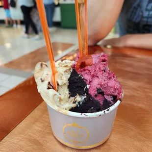Super black chocolate,  mix berry and Carmel banana