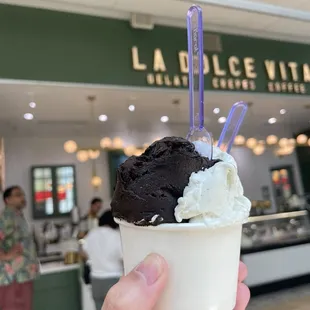 Super black chocolate and lemon mint.