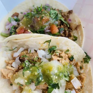 Beef and chicken tacos